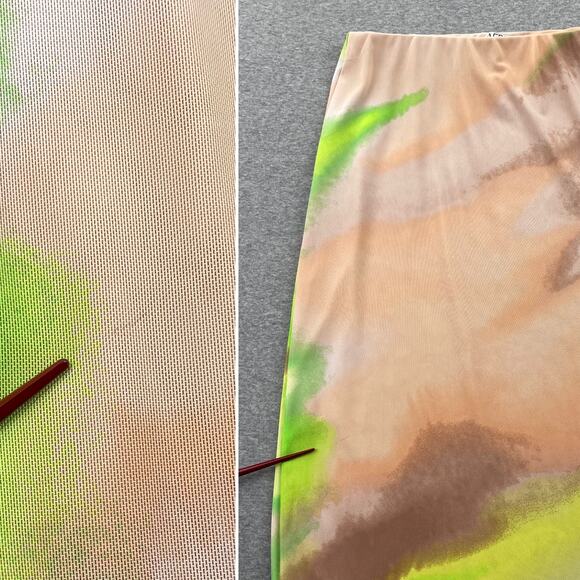 AFRM Skirt Size XS Lime Green Ombre Mesh Midi Pull On Stretchy Psychedelic Retro - Picture 13 of 14